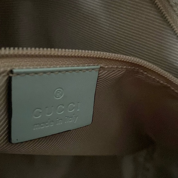 GUCCI HAND BAG LEATHER BABY BLUE MINI LOGO 002- 1115 . - Picture 14 of 16